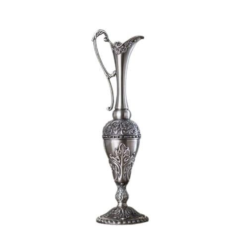 Vase carafe design rétro artisanal en métal couleur argent style B