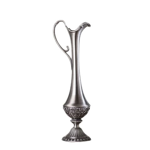Vase carafe design rétro artisanal en métal couleur argent style C