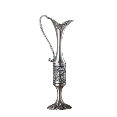 Vase carafe design rétro artisanal en métal couleur argent style D