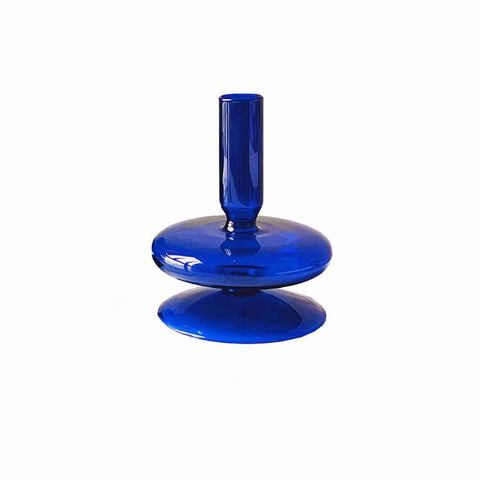 Vase type bougeoir Bleu nuit ou Thé - Verre original Bleu Modèle petit