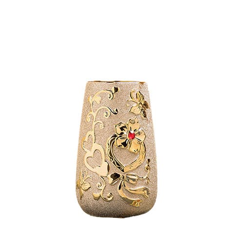 Vase chic relief floral couleur or présentation style 1  sur fond blanc