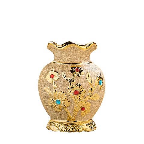 Vase chic relief floral couleur or présentation style 3 