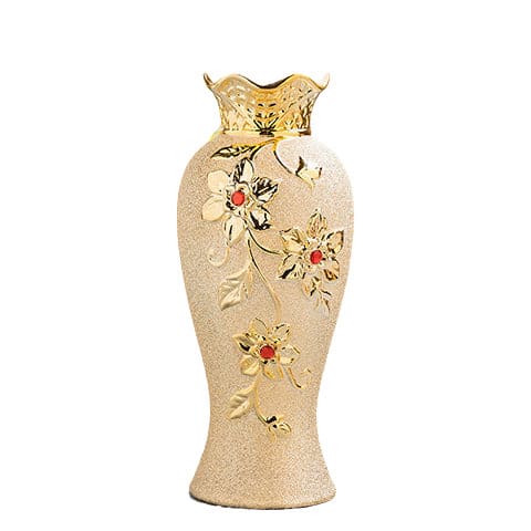 Vase chic relief floral couleur or présentation style 5 