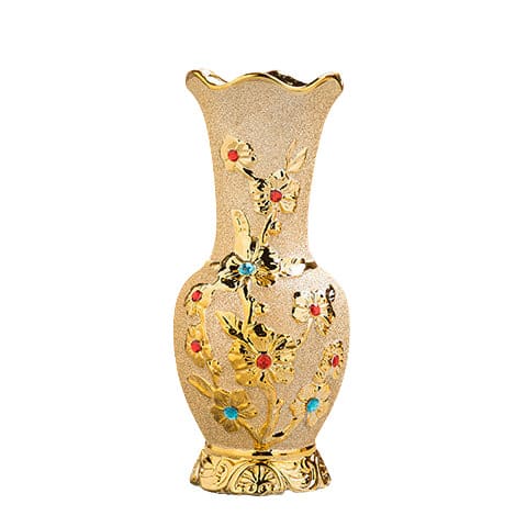 Vase chic relief floral couleur or présentation style 6 