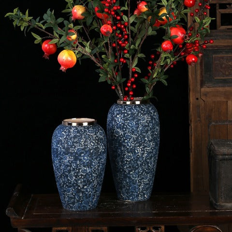 Vase bleu chinois modèles Moyen & grand présentation avec branches