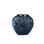 Vase Bleu Chinois Motif Fleurs Col Argenté   (Céramique) - Vignette | Vase Cute