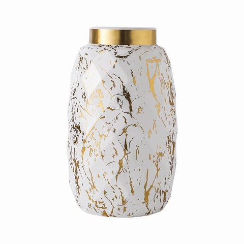 Vase créatif blanc ou noir doré en Céramique luxueux Modèle Blanc L 