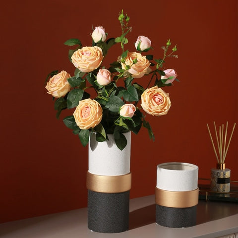 Vase créatif Nordique tricolore chic en Céramique luxueux Modèles D & A présentation