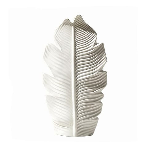Vase feuille blanc en Céramique décoratif Modèle Blanc L 