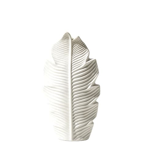 Vase feuille blanc en Céramique décoratif Modèle Blanc M 