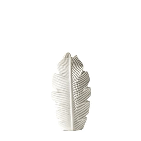 Vase feuille blanc en Céramique décoratif Modèle Blanc S 