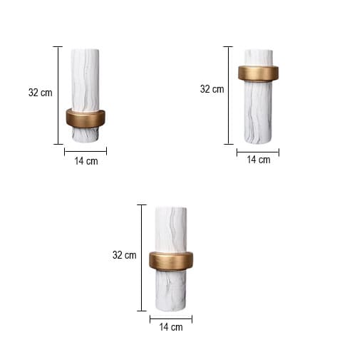 Vase design motifs marbrés cerclage cuivré en Céramique dimensions styles A & B & C