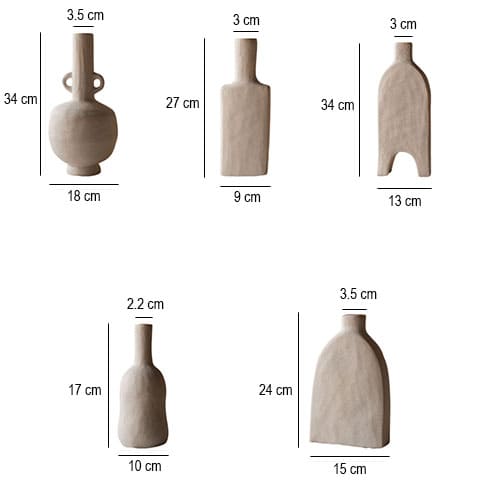 Vase Design poterie blanche vintage en Céramique dimensions styles A & B & C & D & E