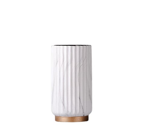 Vase moderne motif marbre en Céramique Blanc modèle Moyen présentation 