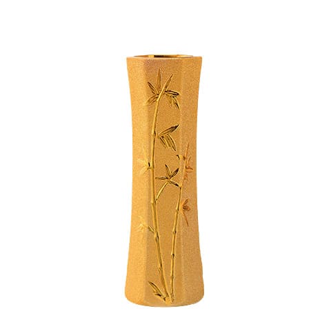 Vase doré ornements floraux forme variée en Céramique présentation style Bambou hexagonal 