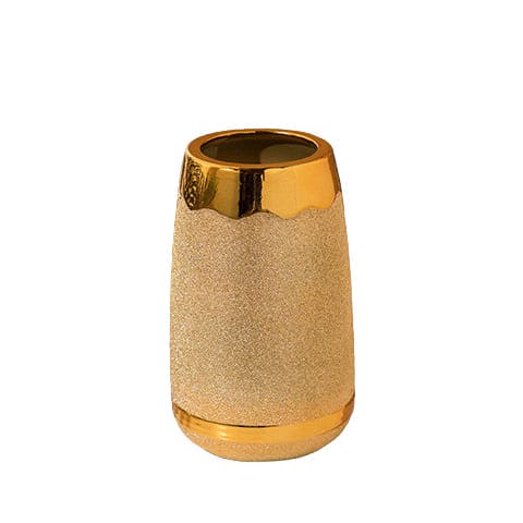 Vase doré ornements floraux forme variée en Céramique présentation style Motif givré petit 