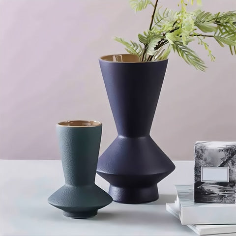 Vase effet givré "couleurs variées" en Céramique décoratif Présentation Couleur Vert & Couleur Bleu