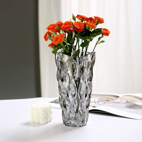 Vase d'ornement Or ou Gris en Cristal luxueux modèle Gris Grand présentation