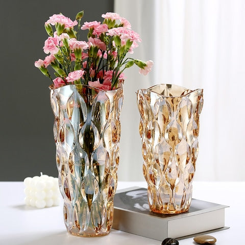 Vase luxueux reflet or ou gris en Cristal luxueux modèles Or Grand & Or Petit présentation
