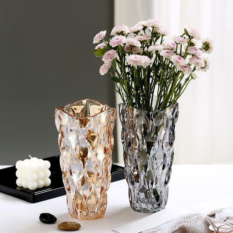 Vase d'ornement Or ou Gris en Cristal luxueux modèles Or Petit & Gris Petit présentation
