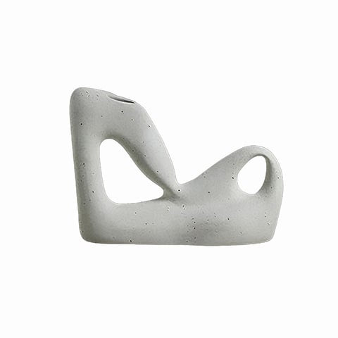 Vase minimaliste sculpture art abstrait en Céramique original Style 1 Blanc