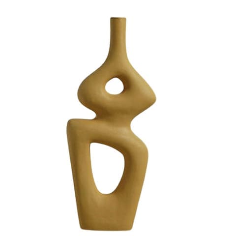 Vase minimaliste sculpture art abstrait en Céramique original Style 2 Jaune