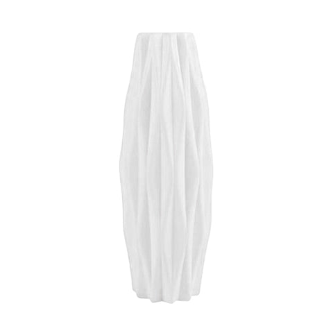 Vase motif origami ondulé blanc ou rose en Polypropylène présentation modèle Blanc sur fond blanc 