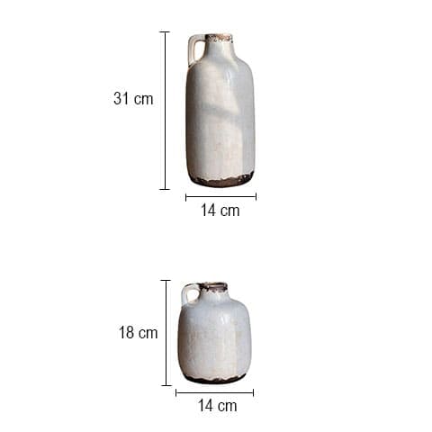 Vase pichet rétro blanc laiteux avec petite anse en Céramique dimensions tailles Grand &, Petit