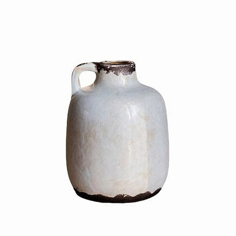 Vase pichet rétro blanc laiteux avec petite anse en Céramique taille Petit