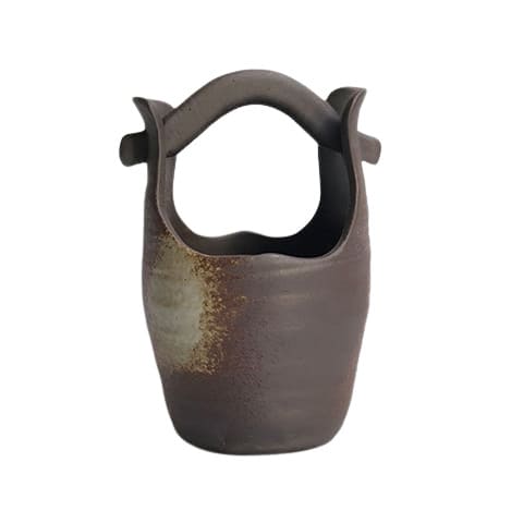 Vase ancien cabossé style poterie marron glacé en Céramique style A 