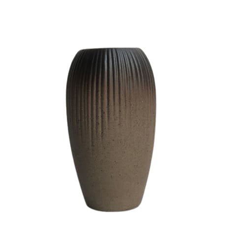 Vase ancien cabossé style poterie marron glacé en Céramique style B 