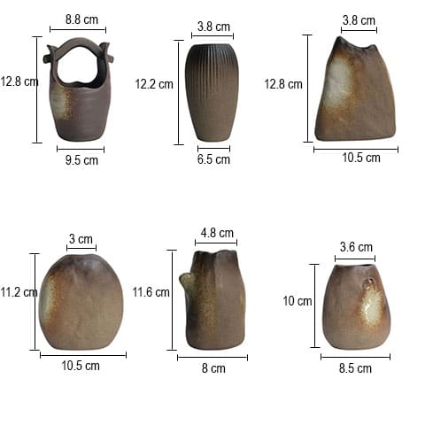 Vase poterie cabossée marron glacé en Céramique dimensions tous styles