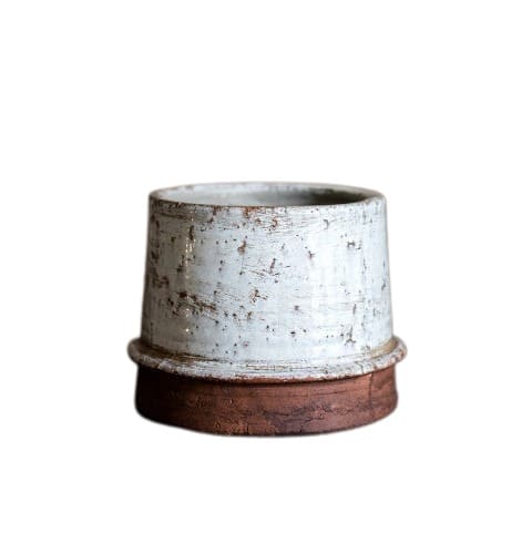 Vase style ancien géométrique bicolore en Céramique modèle C 13cm