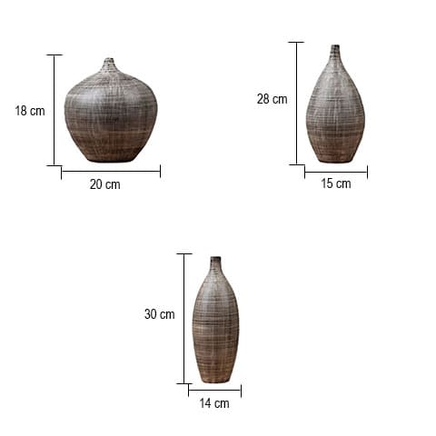 Vase sculpté ligne chaotique noir et blanc en Céramique dimensions tailles S & M & L