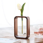 Vase soliflore cadre rectangulaire en noyer   (Verre & Bois) - Vignette | Vase Cute