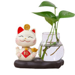 Vase soliflore Chat joyeux porte bonheur   (Verre & Résine) - Vignette | Vase Cute