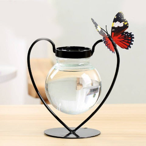 Vase soliflore décoratif pot miniature et papillon en Verre & fer soliflore Style I Présentation