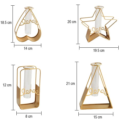 Vase soliflore doré Love forme géométrique en Verre & Fer dimensions tous les styles