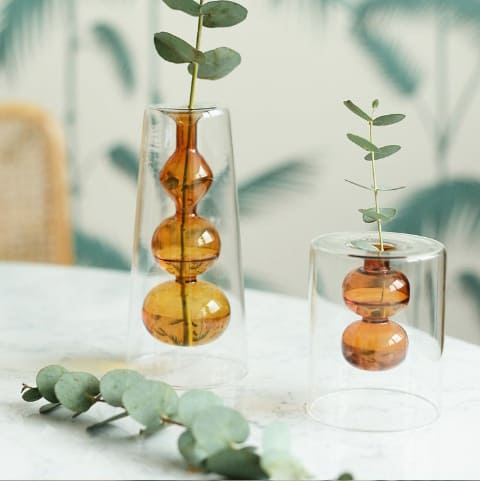 Vase soliflore en forme de gourde en Verre soliflore Modèle Orange M  & Orange S comparaison