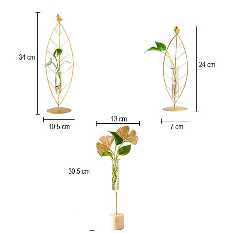 Vase soliflore encadrement feuille gold en Verre & Métal dimensions tous les modèles