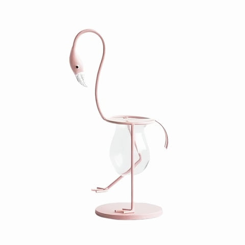 Vase Soliflore Flamant Rose en Verre & fer Soliflore Flamant Rose Style B 