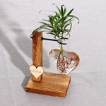 Vase soliflore forme cœur avec support   (Verre & Bois) - Vignette | Vase Cute
