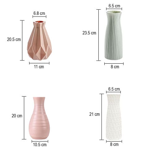 Vase style nordique forme variée en Polyéthylène dimensions styles A & B & C & D