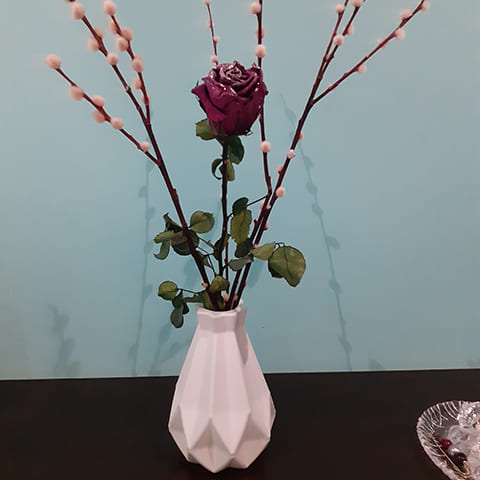 Vase style nordique forme variée en Polyéthylène présentation du modèle A Rose avec fleurs