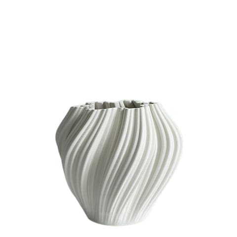 Vase torsadé Black and White en Céramique décoratif Modèle Blanc-petit