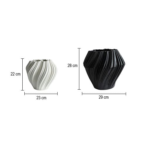 Vase torsadé black and white en Céramique dimensions modèles Blanc Petit & Noir Grand