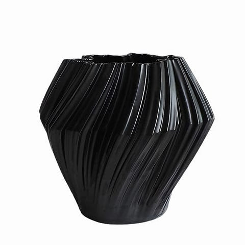 Vase torsadé Black and White en Céramique décoratif Modèle Noir-grand