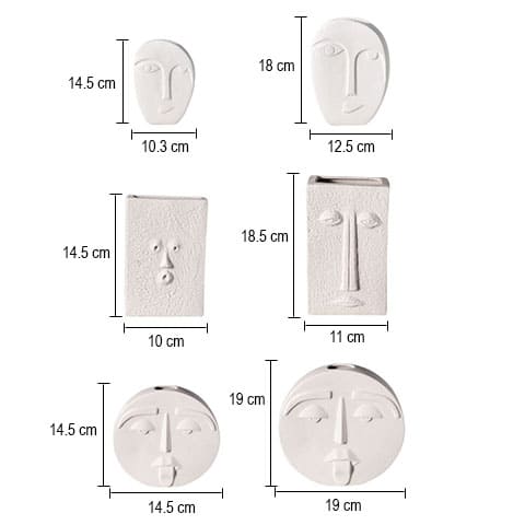 Vase visage blanc atypique expressif en Céramique dimensions tailles S & L